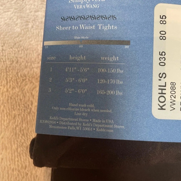 NWT SIMPLY VERA VERA WANG BROWN TIGHTS - Picture 2 of 3